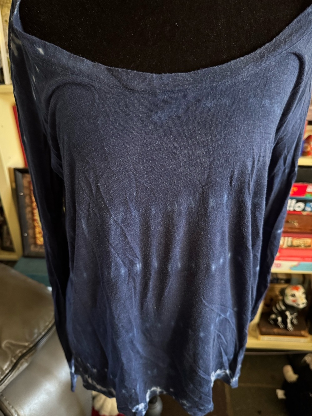 Michael Stars Navy Tie Dye Long Sleeve High Low Top One Size Modal Supima USA